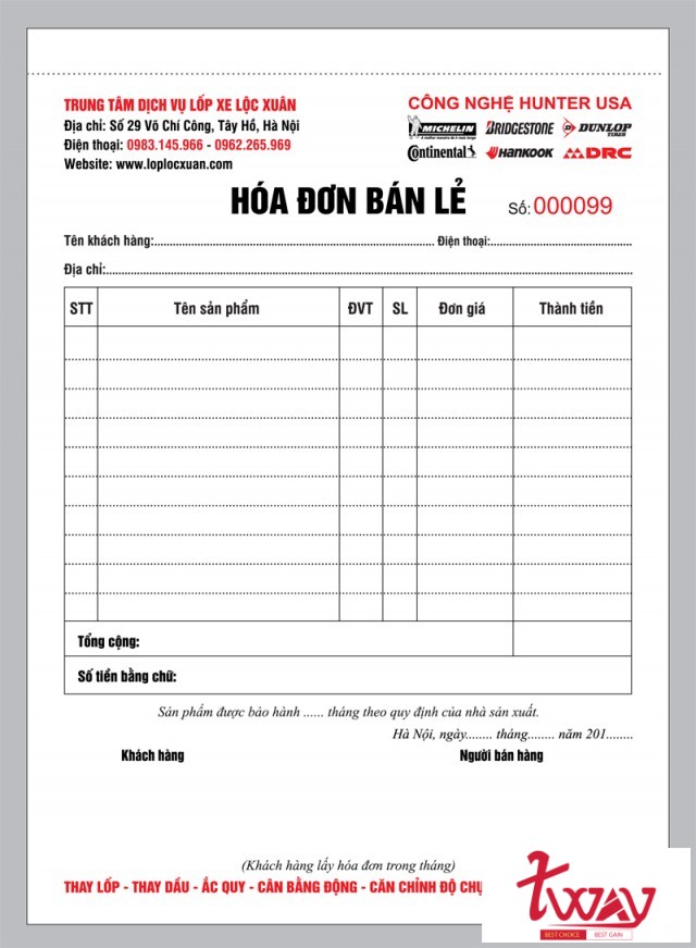 in hóa đơn bán lẻ