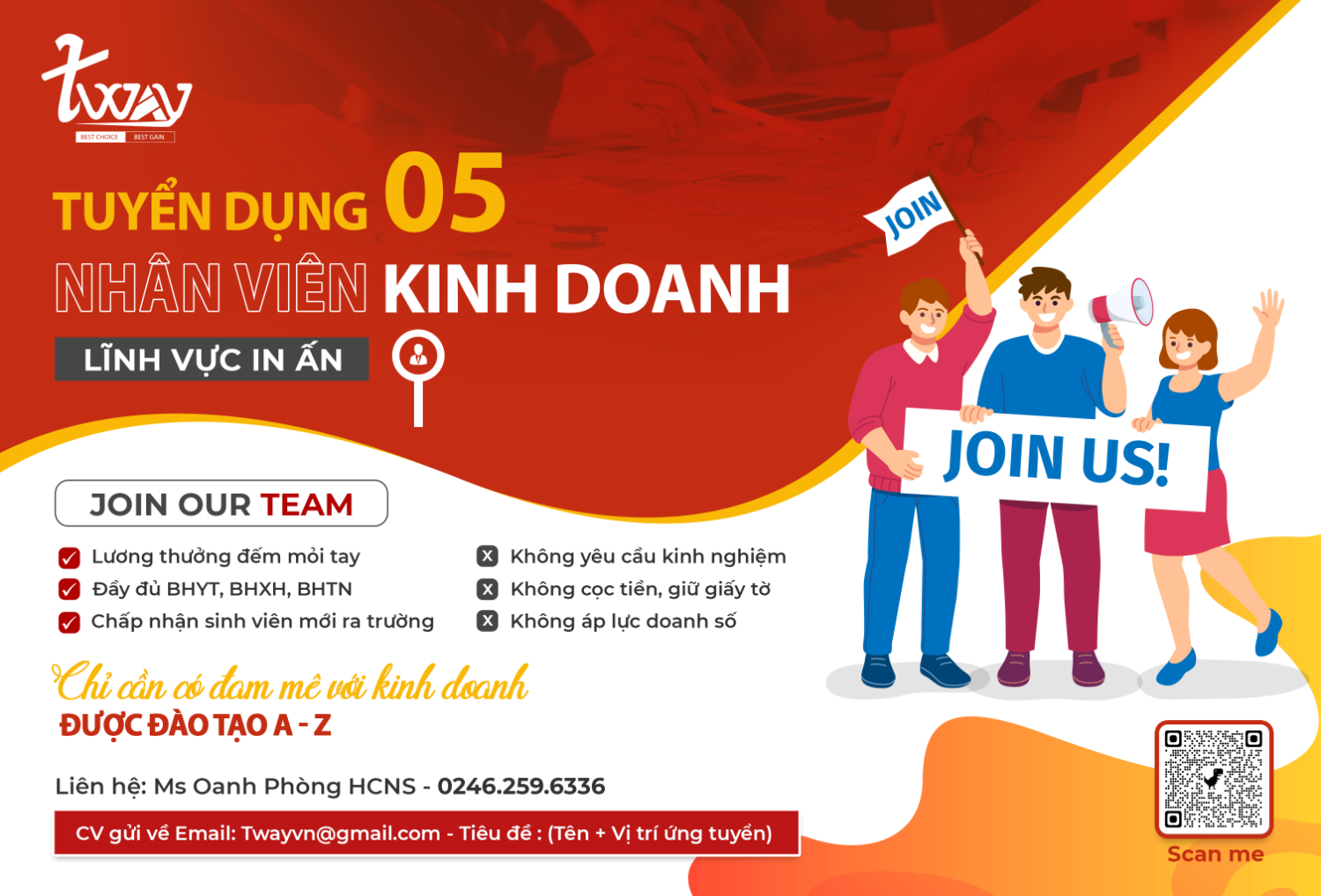 Tuyển dụng nhân viên kinh doanh không yêu cầu kinh nghiệm
